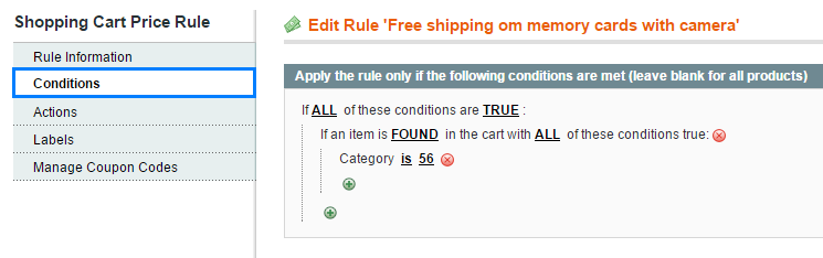 Free shipping rule condition