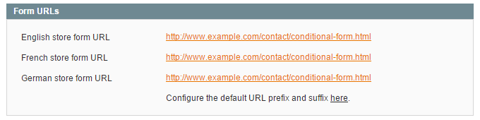Magento contact form URL