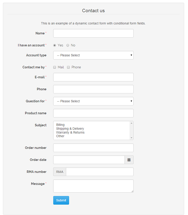 Magento custom contact form