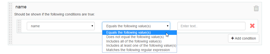 Configuring conditional form fields