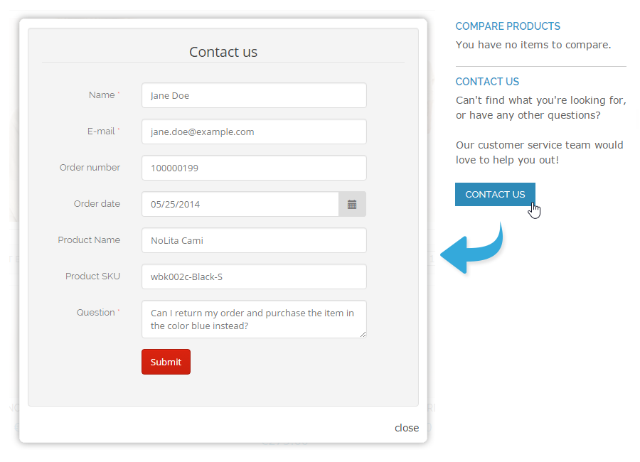 Magento customer service form - custom contact form magento