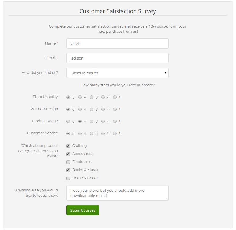 Magento customer satisfaction survey - custom contact form magento