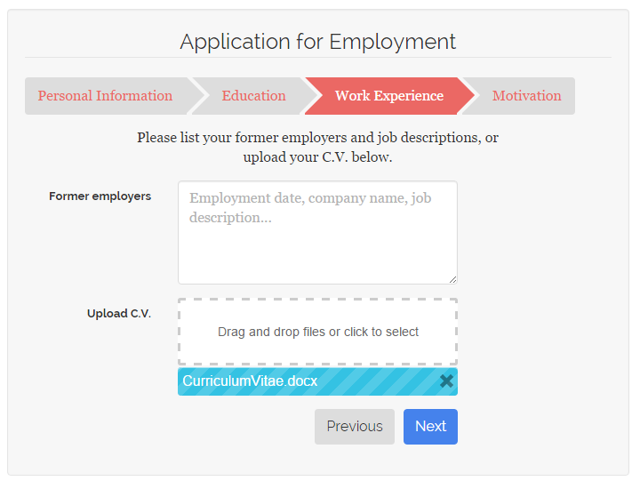 Magento job application form - custom contact form magento