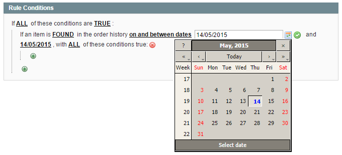 select group switching condition dates