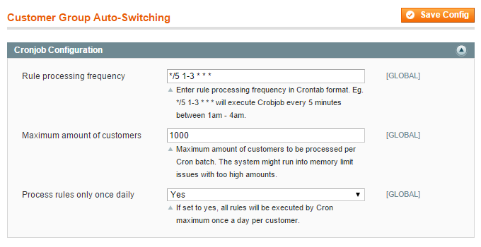 cronjob configuration