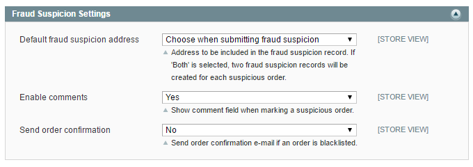 fraud suspicion settings