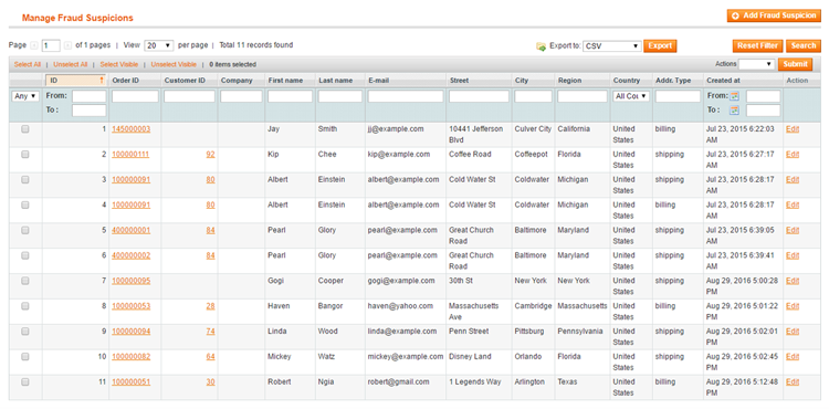 manage fraud suspicions magento