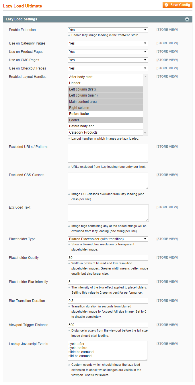 lazy load settings