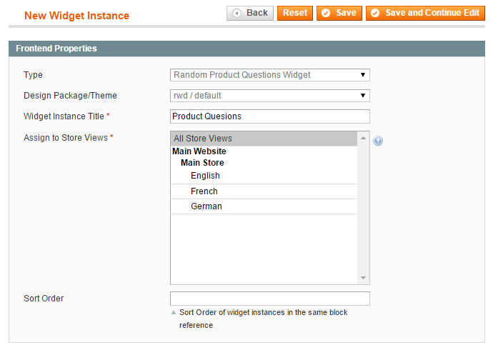 configure product questions widget