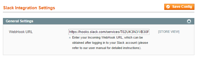 magento slack integration settings