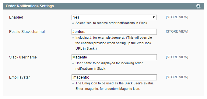 magento order notification settings