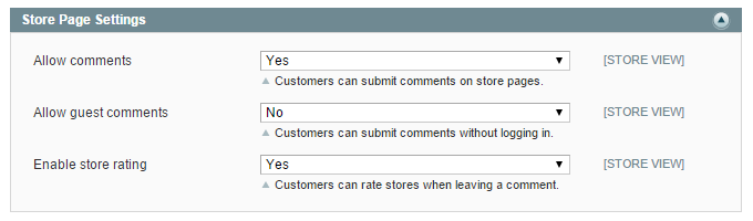 store page settings