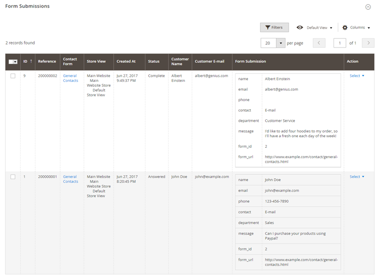 manage form submissions