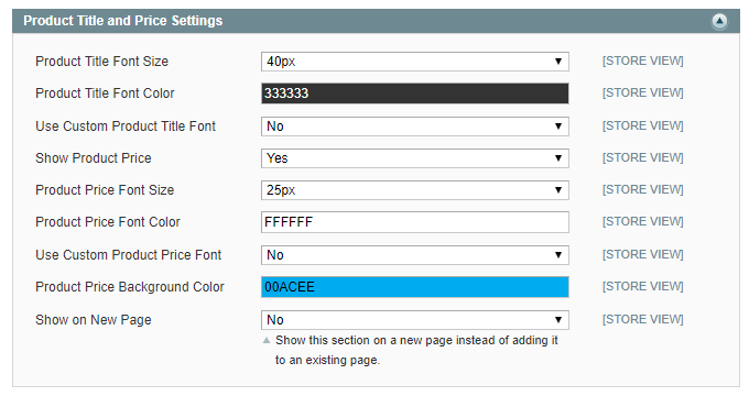 product title and price settings