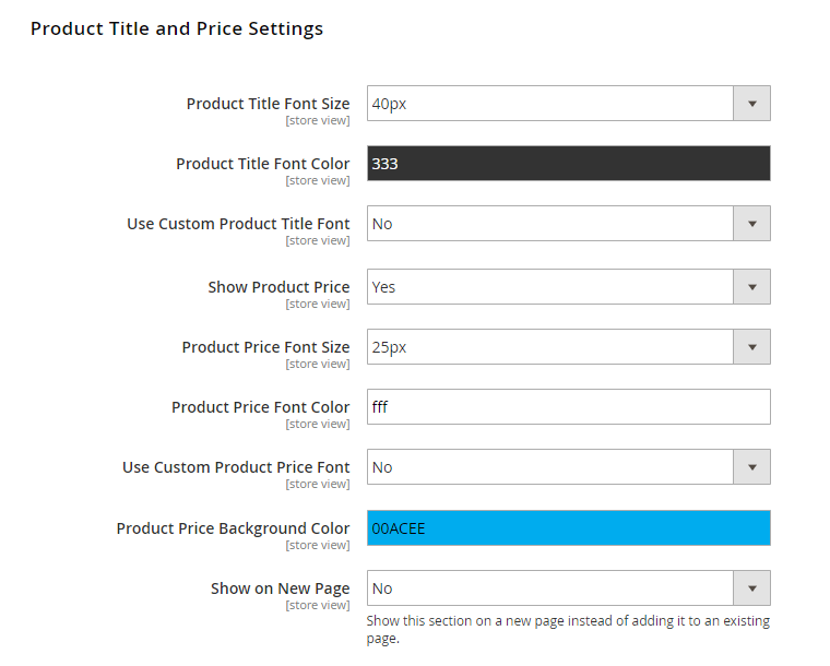 product title and price settings