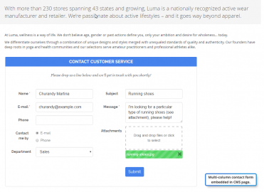 Multi-column contact form