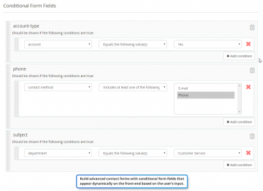 Conditional form field settings