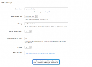 Contact form settings
