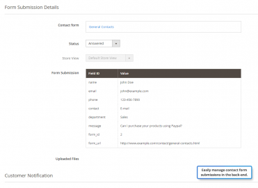 Back-end form submission management