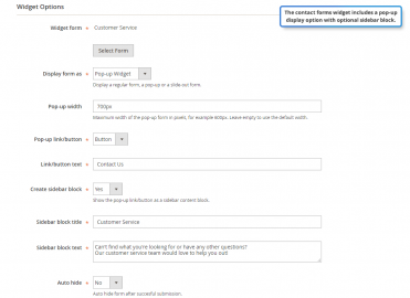 Pop-up contact form widget