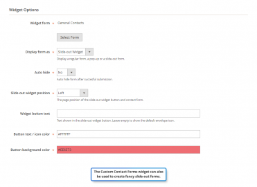 Slide-out contact form widget