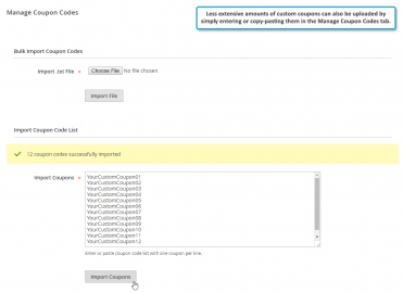 Upload multiple coupons 