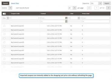 Manage custom coupon codes