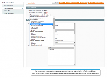 Configure group switching rule conditions