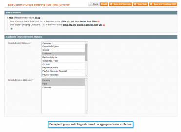 Rule based on aggregated sales attributes