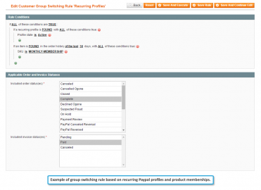 Rule based on recurring Paypal profiles