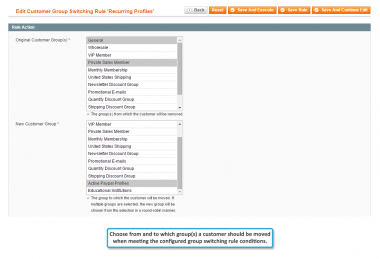 Customer group selection