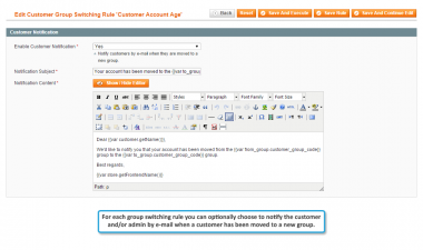 Customer e-mail notification