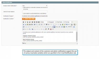 Admin e-mail notification
