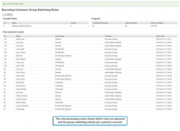 Rule processing screen