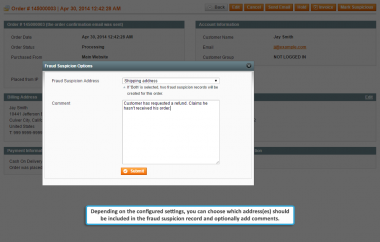 Fraud suspicion options