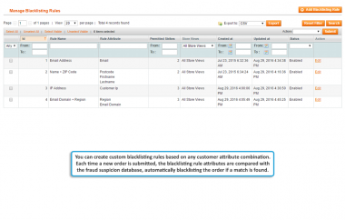 Blacklisting rule overview