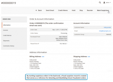 Mark suspicious order