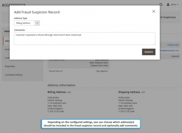 Fraud suspicion options