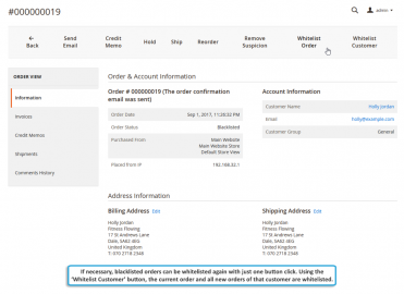 Whitelist blacklisted order