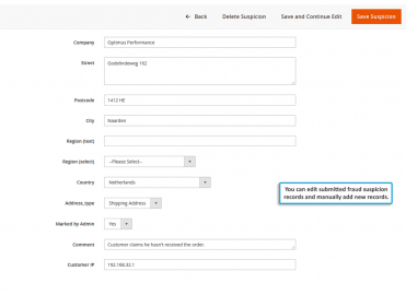 Fraud suspicion example
