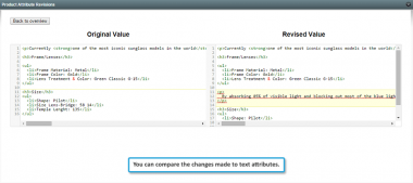 Compare product attribute revisions