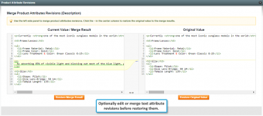 Merge product attribute revisions