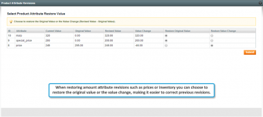 Restore product attribute values