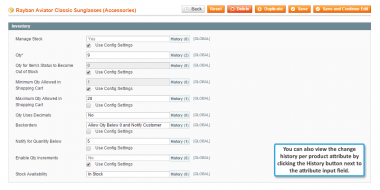 Change history per product attribute