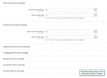 PDF Content Sections Settings