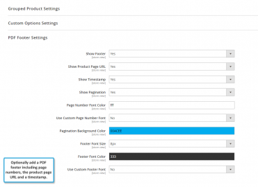 PDF Footer Settings