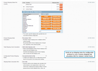 Configurable product shipping rates