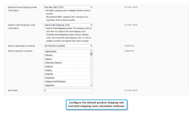 Product shipping rates configuration