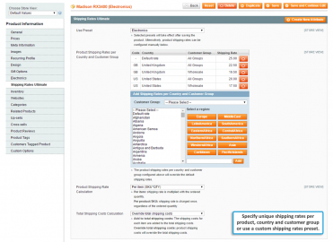 Product shipping rates per country and customer group