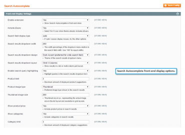 Front-end display settings